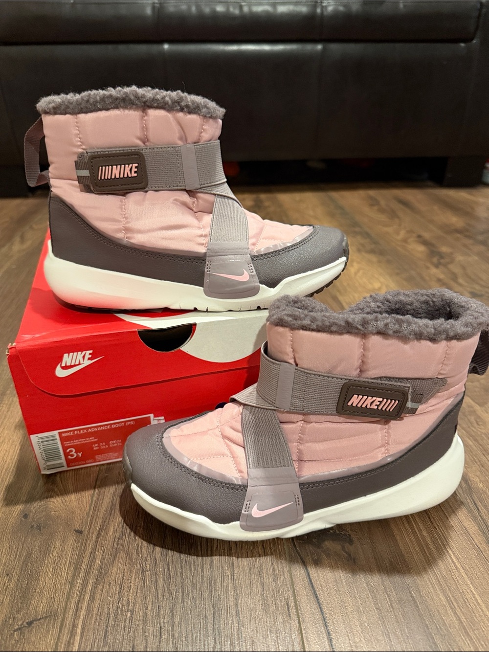 Nike Kids Pink and Gray Insulated Winter Boots